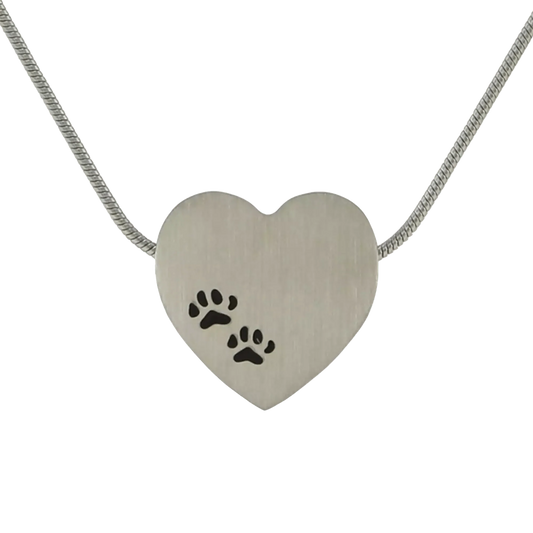 Pewter Heart Paw Prints Pendant