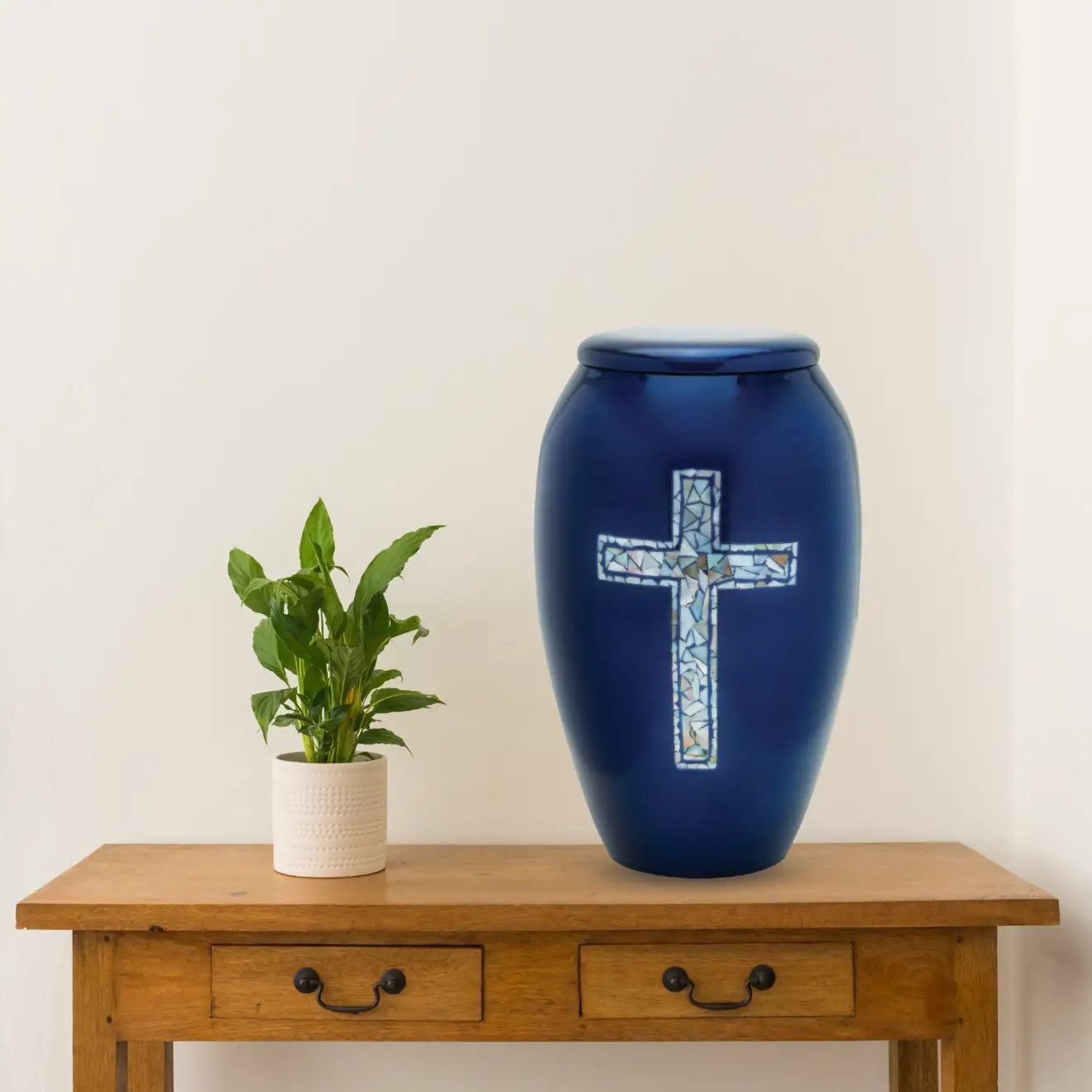 Designer Pet Urn - Blue Cross