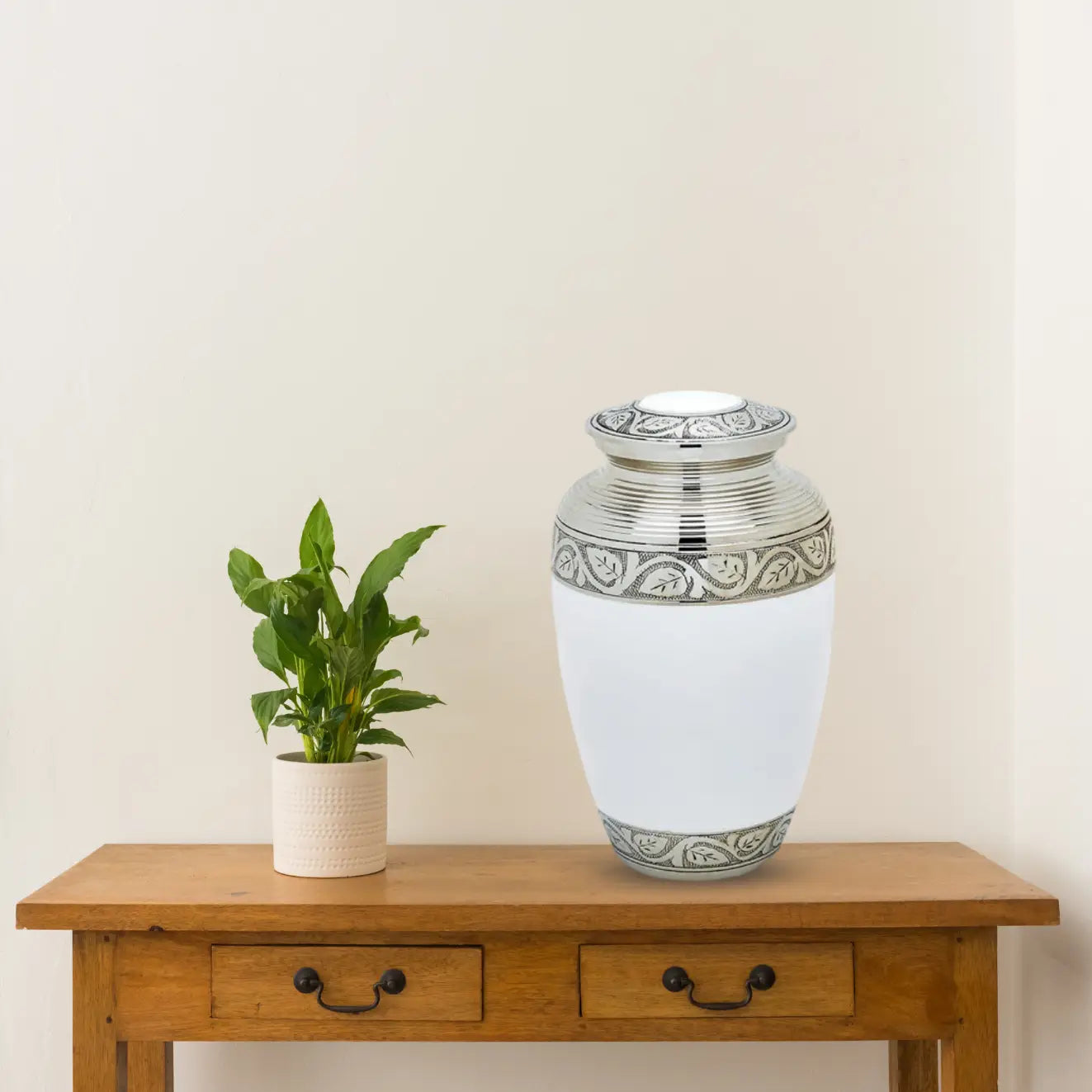 Brass Pet Urn - White