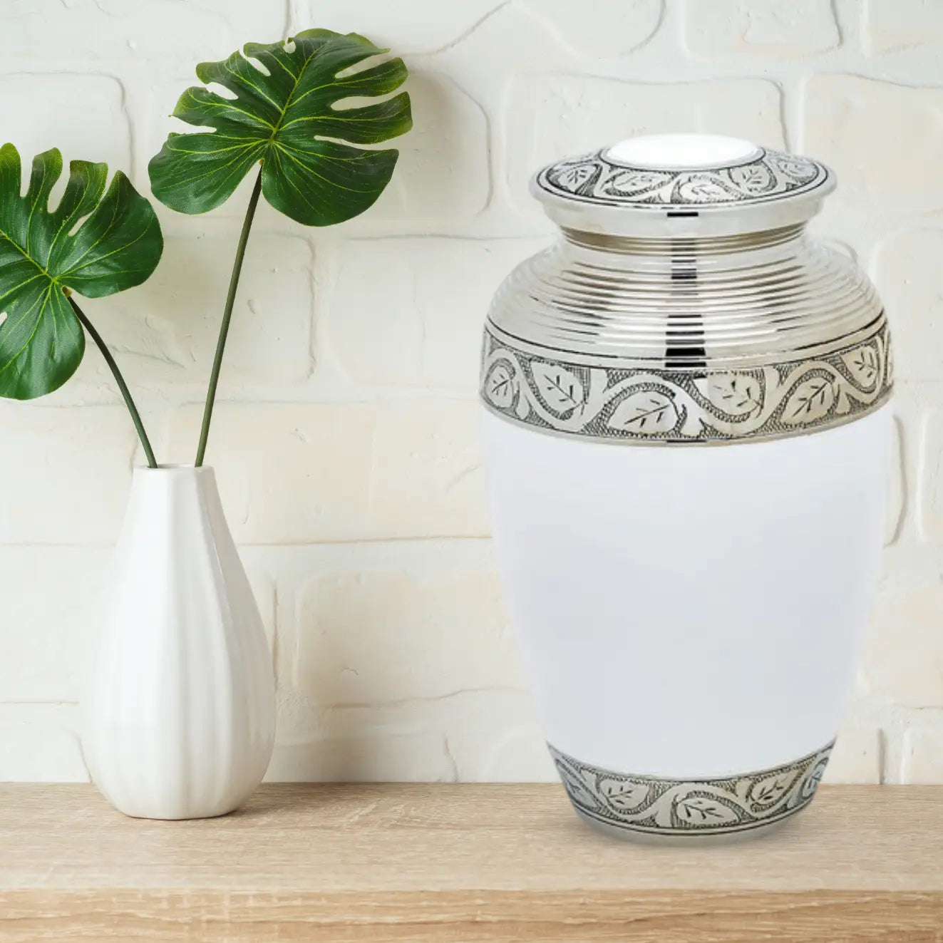 Brass Pet Urn - White
