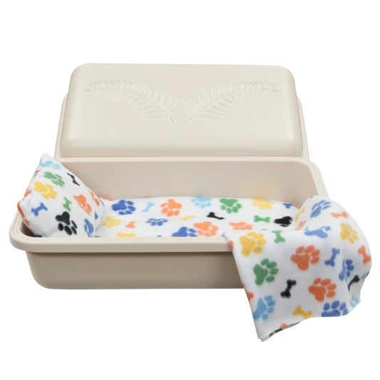 Standard Pet Casket | Almond With Rainbow Paw