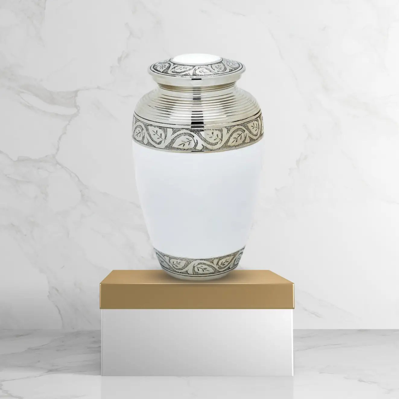 Brass Pet Urn - White