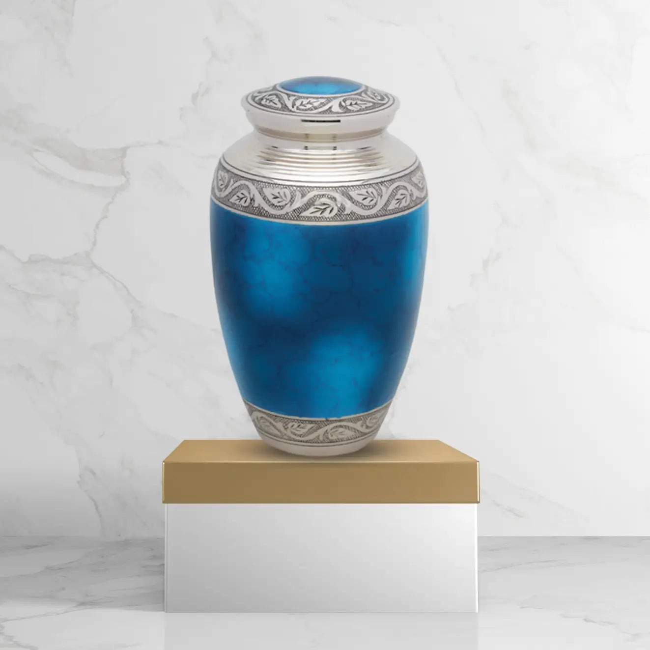 Brass Pet Urn - Blue