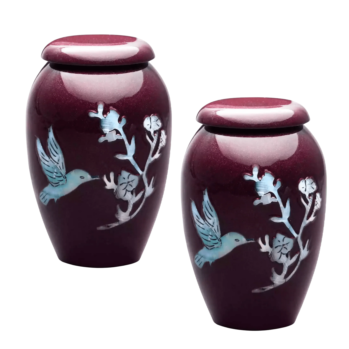 Designer Keepsake Pet Urn -Burgundy Hummingbird