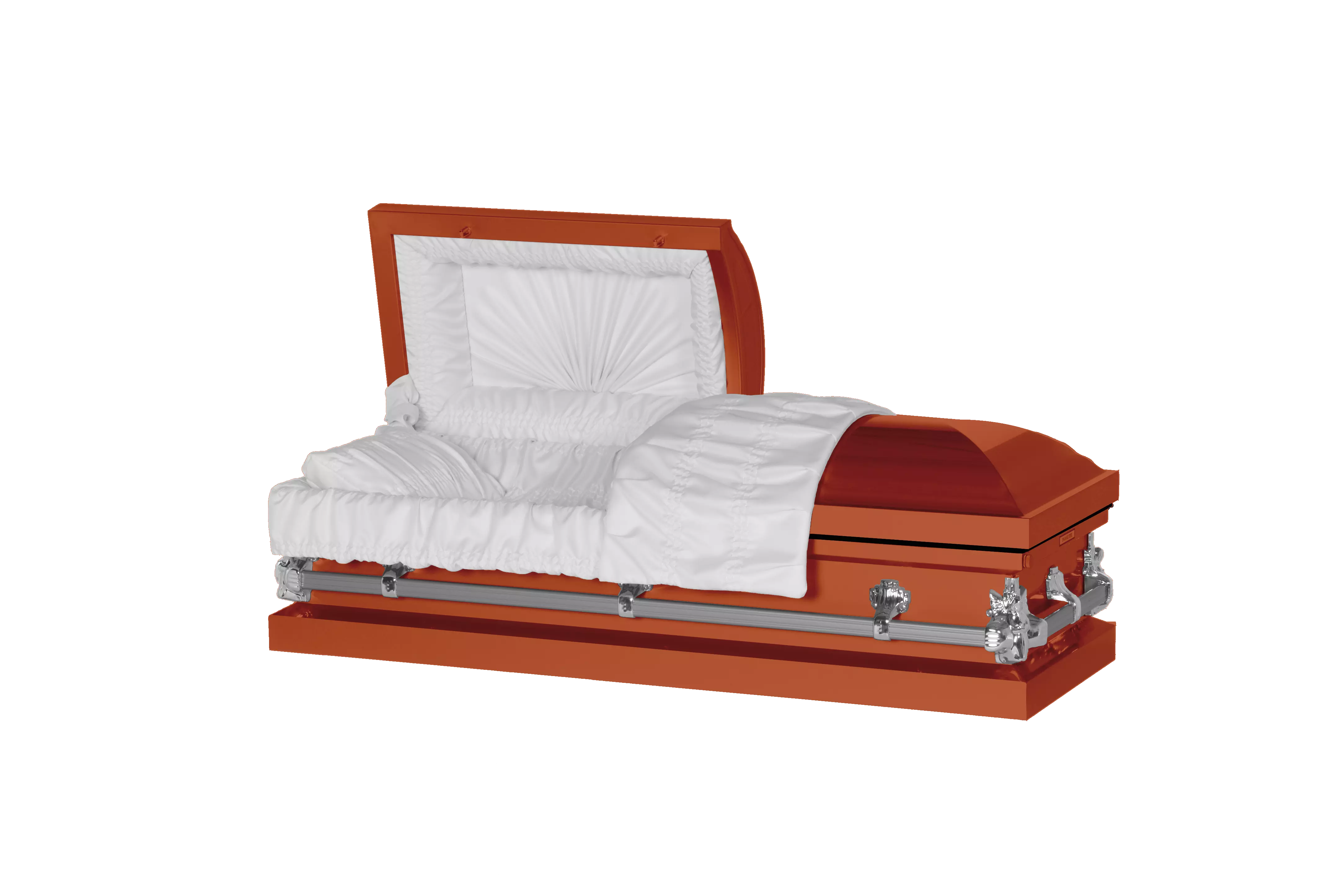 Orange Pet Casket With White Interiors For Your Pet - Cat and Dog