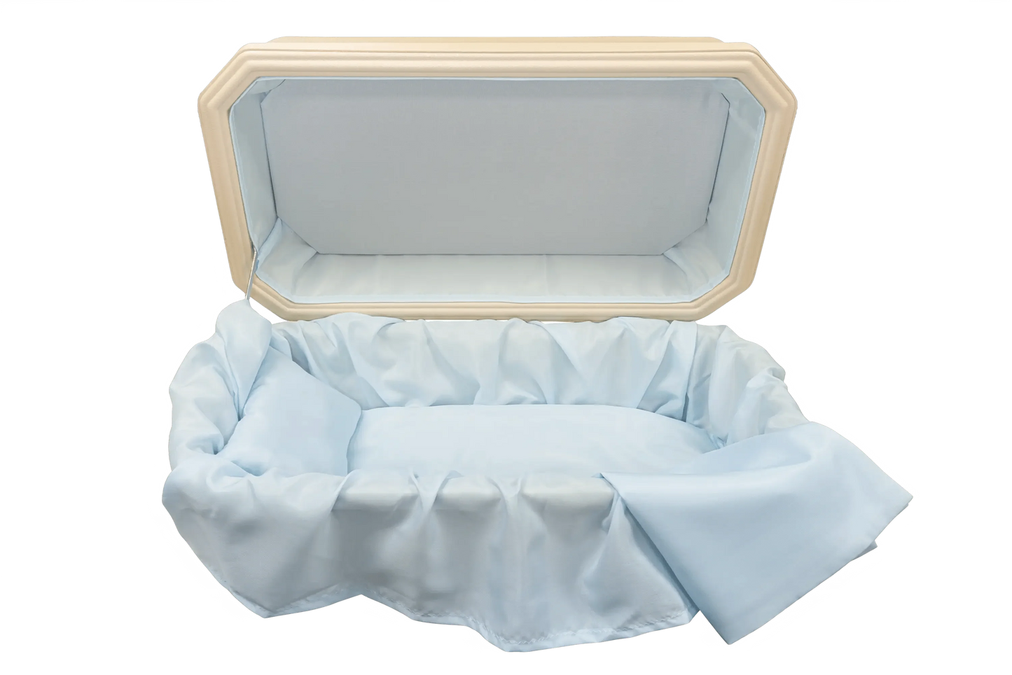 Platinum Pet Casket | Almond With Blue