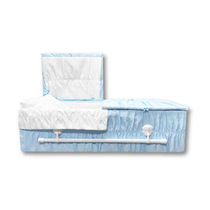 Standard Cloth-Covered Wood Pet Casket | Blue Crepe