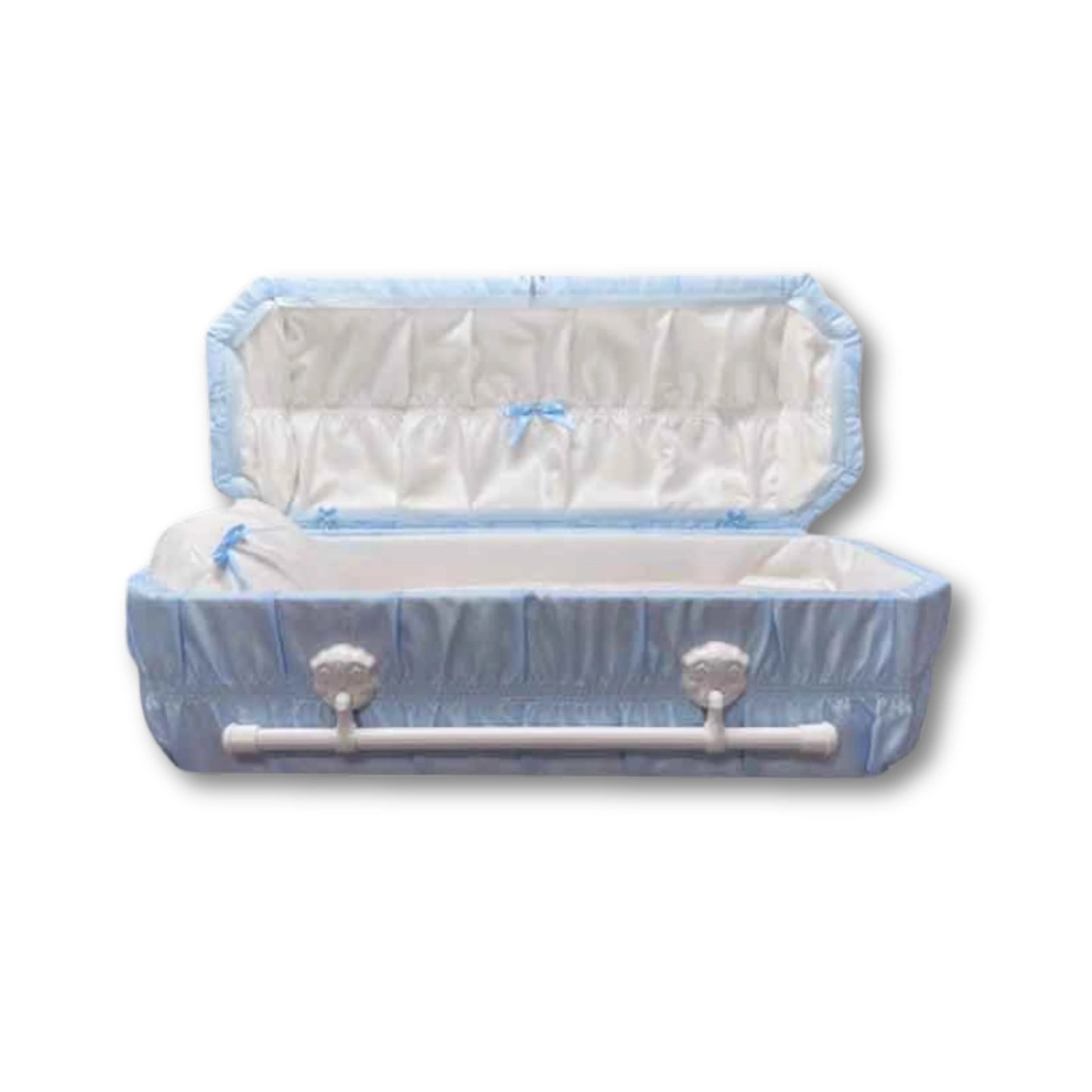 Octagon Cloth-Covered Wood Pet Casket | Blue Crepe