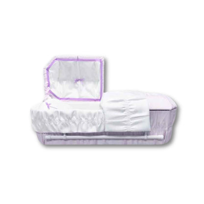 Octagon Cloth-Covered Wood Pet Casket | Lilac Crepe