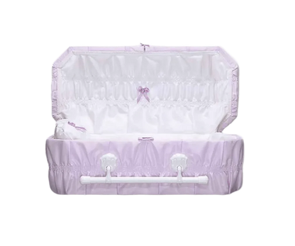 Octagon Cloth-Covered Wood Pet Casket | Lilac Crepe