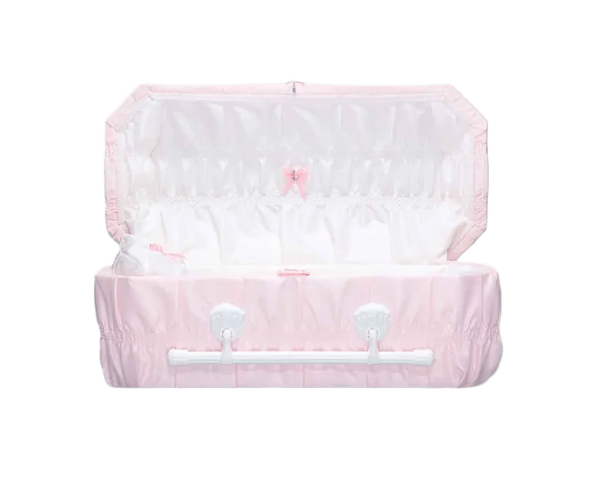 Octagon Cloth-Covered Wood Pet Casket | Pink Crepe