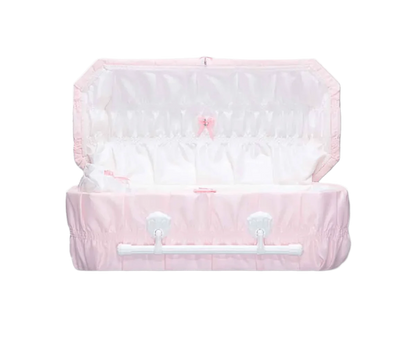 Octagon Cloth-Covered Wood Pet Casket | Pink Crepe