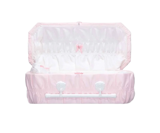 Octagon Cloth-Covered Wood Pet Casket | Pink Crepe