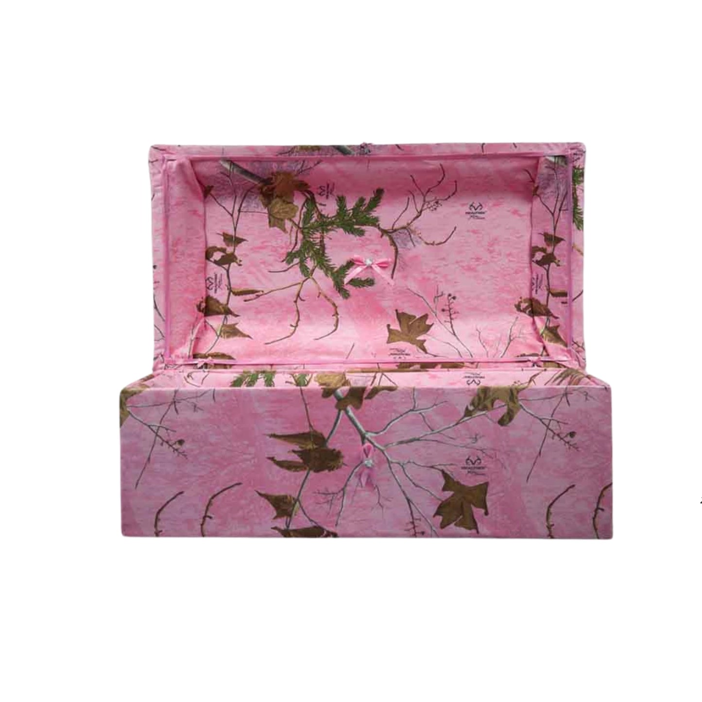 Cloth Covered Pet Casket | Pink Camo Pet Casket