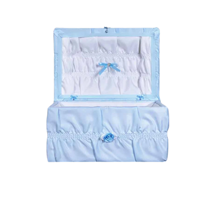 Cloth Covered Pet Casket | Blue Crepe