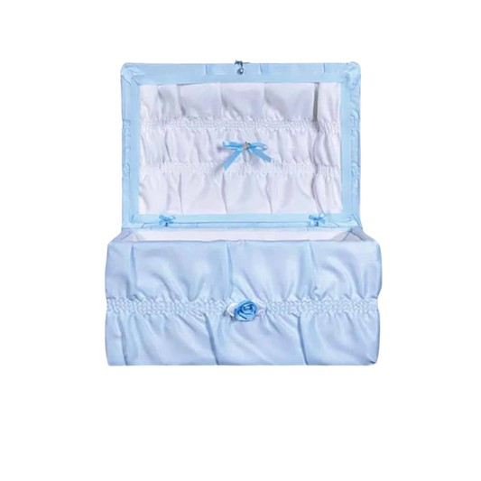 Cloth Covered Pet Casket | Blue Crepe