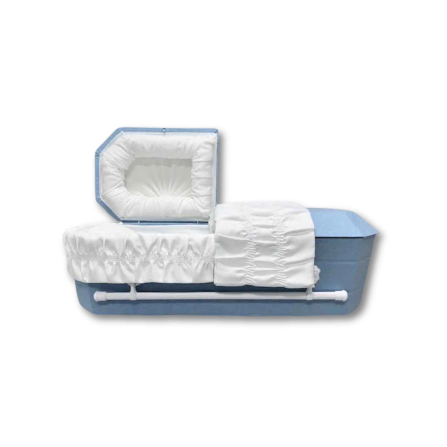 Faux Lambskin-Blue Cloth Covered Wood Pet Casket