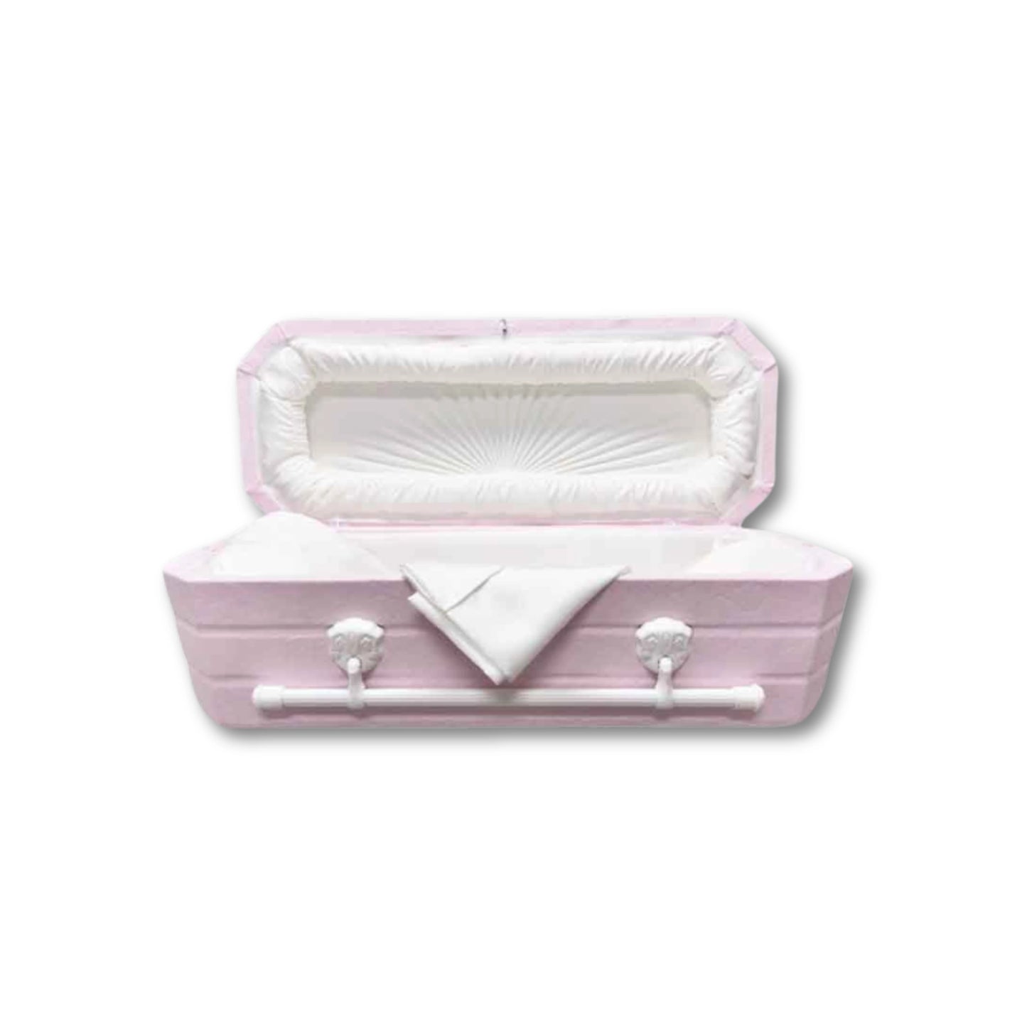 Faux Lambskin-Pink Cloth Covered Wood Pet Casket