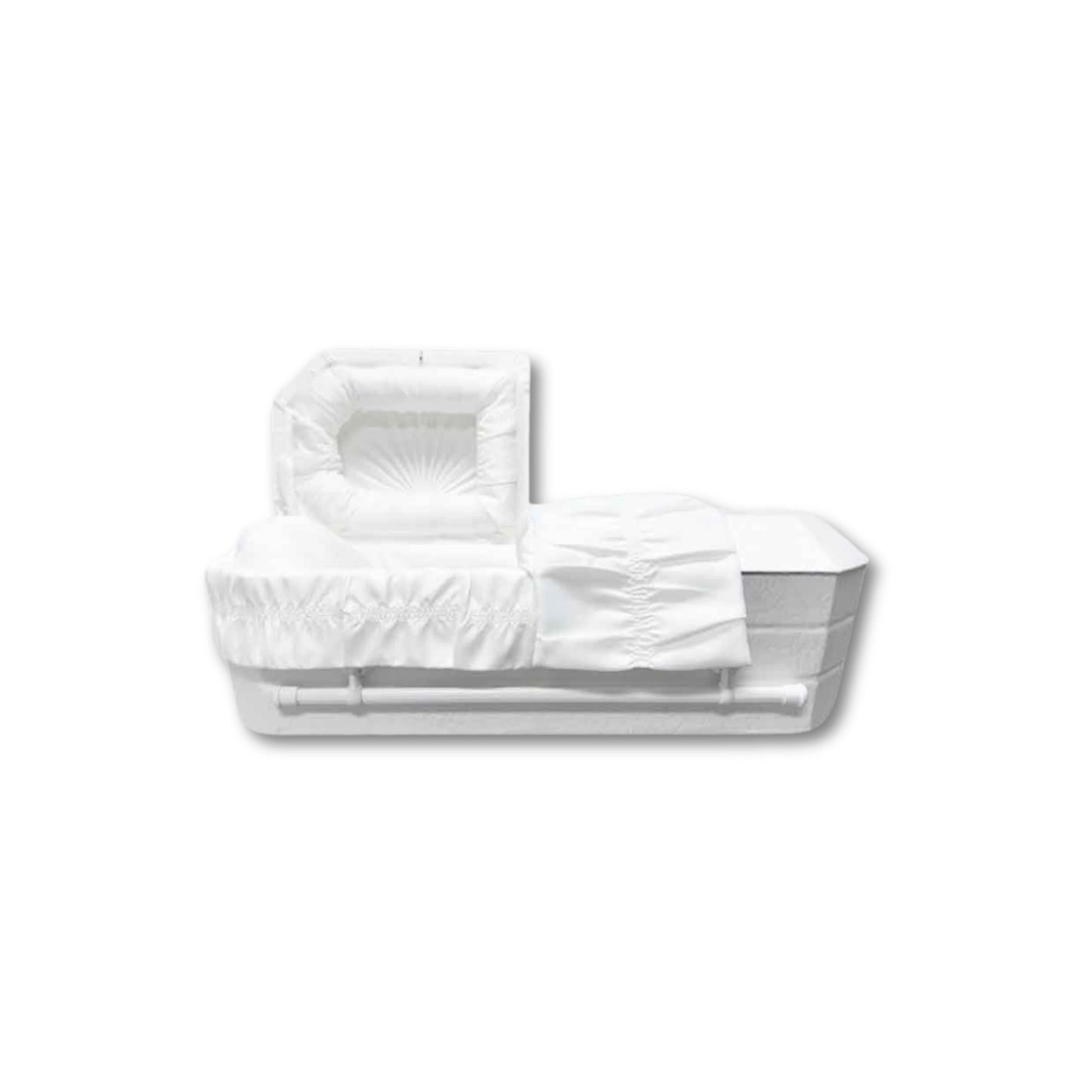 Faux Lambskin-White Cloth Covered Wood Pet Casket