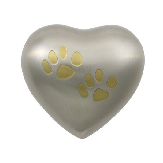Odyssey® Paw Pewter Heart Shaped Pet Urn