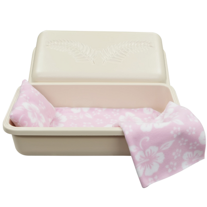 Standard Pet Casket | Almond With Pink Hibiscus