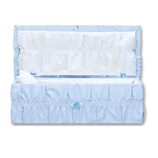 Standard Cloth-Covered Wood Pet Casket | Blue Crepe