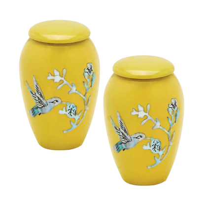 Designer Keepsake Pet Urn -Yellow Hummingbird