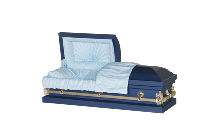 Steel Pet Casket | Dark Blue & Gold