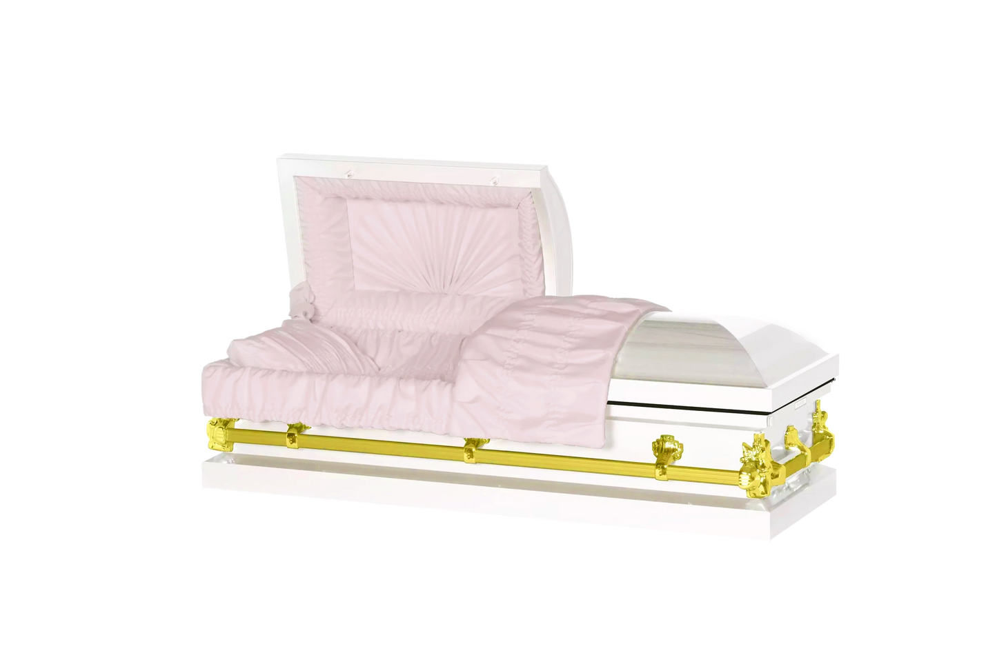 Steel Pet Casket | White & Gold (Pink)