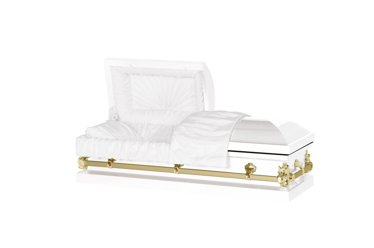 Steel Pet Casket | White & Gold