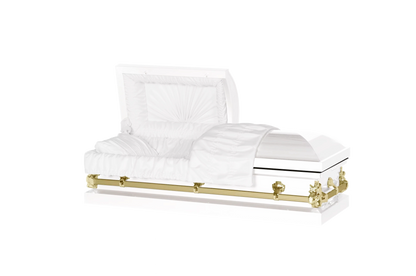 Steel Pet Casket | White & Gold