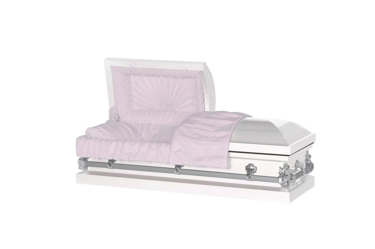 Steel Pet Casket | White & Silver (Pink)