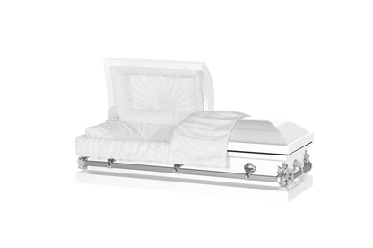 Steel Pet Casket | White & Silver