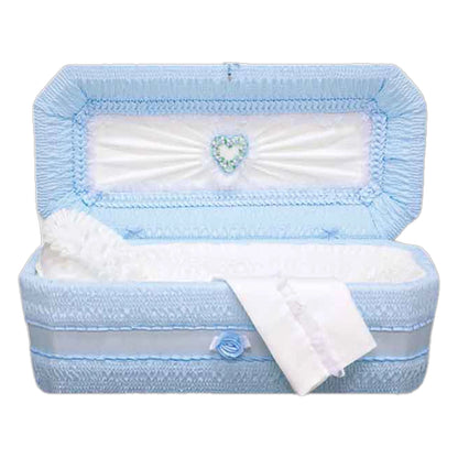 Premium Cloth Covered Wood Pet Casket | Blue