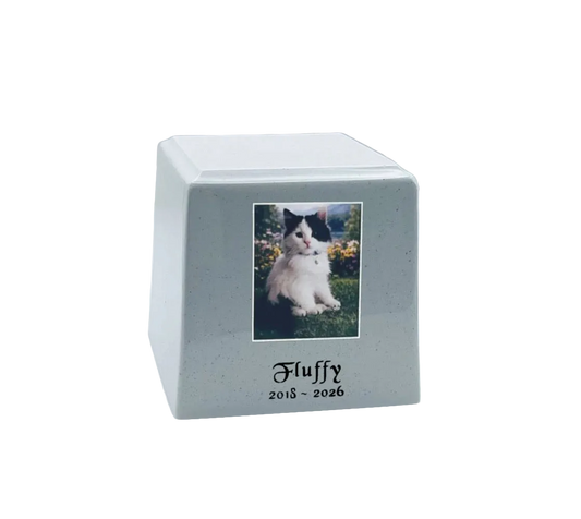 Cultured Marble Pet Urn | White Pet Urn