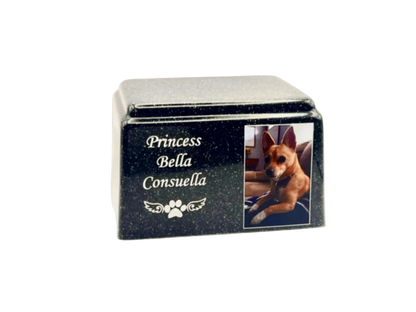 Cultured Marble Pet Urn | Black Pet Urn