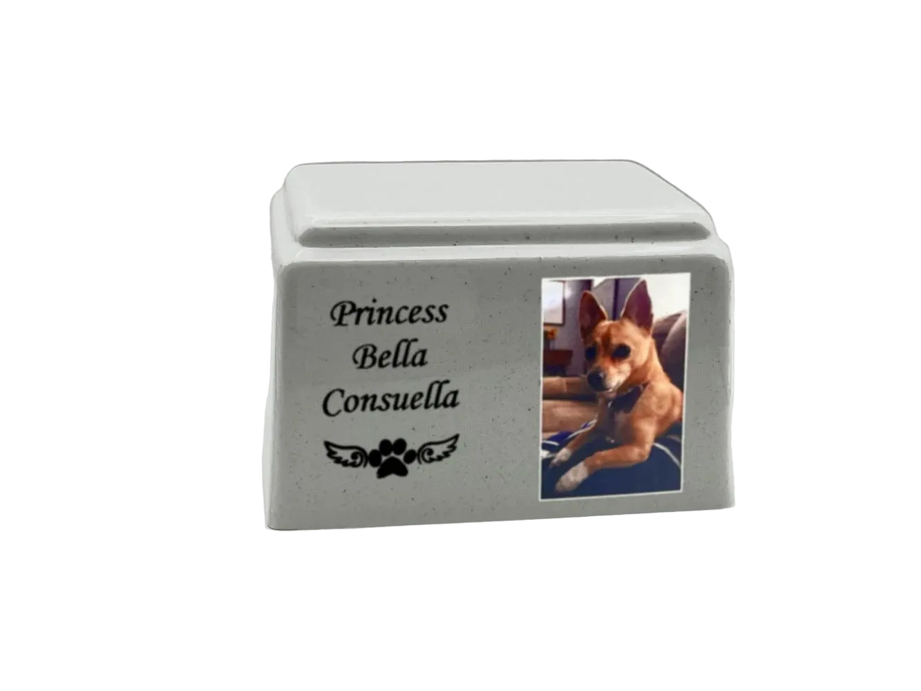Cultured Marble Pet Urn | White Pet Urn