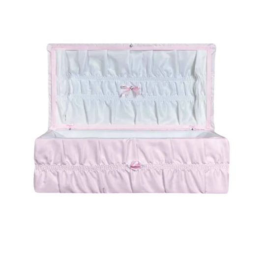 Cloth Covered Pet Casket | Pink Crepe