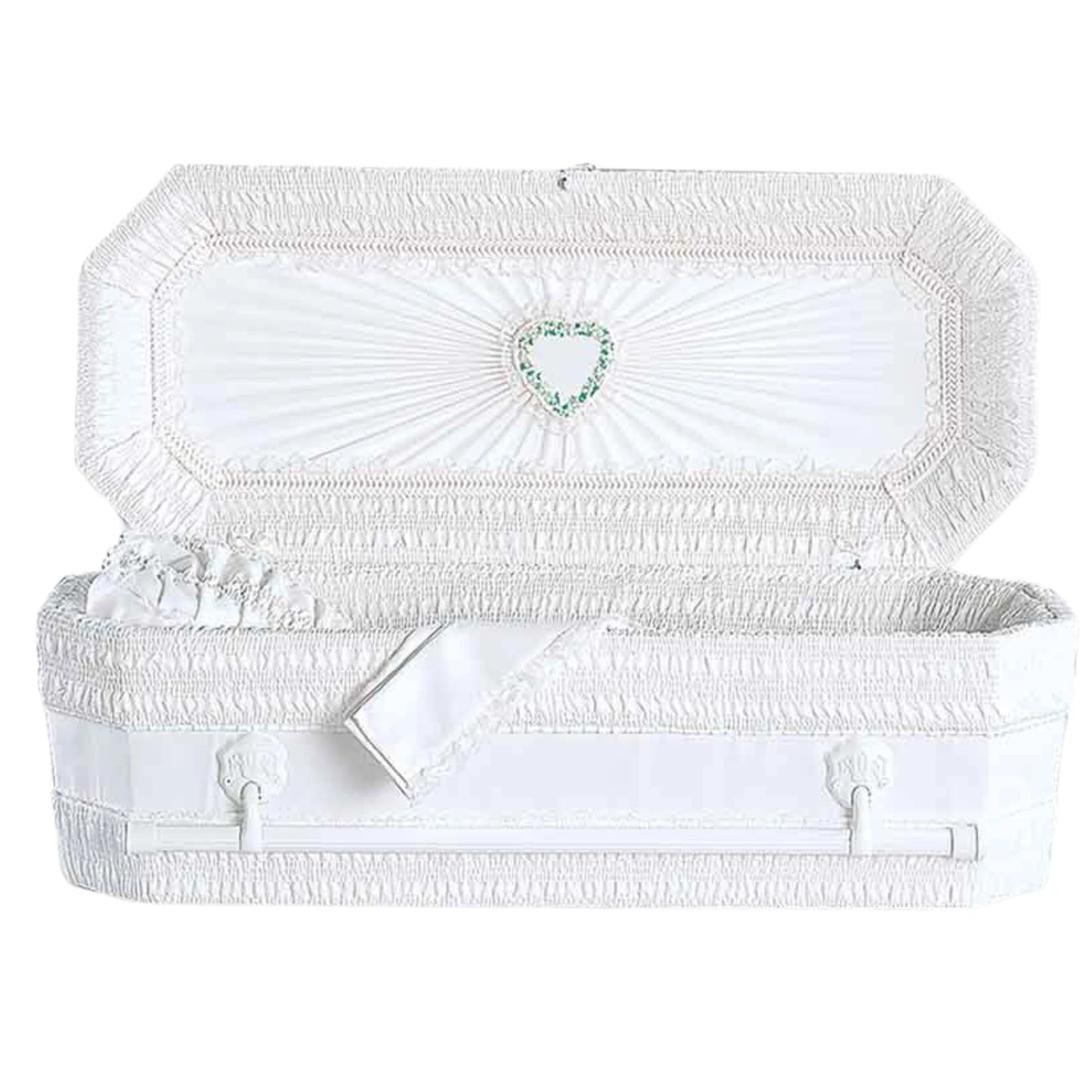 Premium Cloth Covered Wood Pet Casket | White