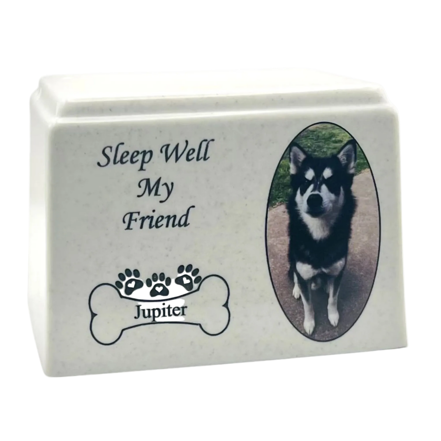 Cultured Marble Pet Urn | White Pet Urn
