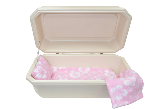 Classic Pet Casket With Interior | Almond & Pink Hibiscus