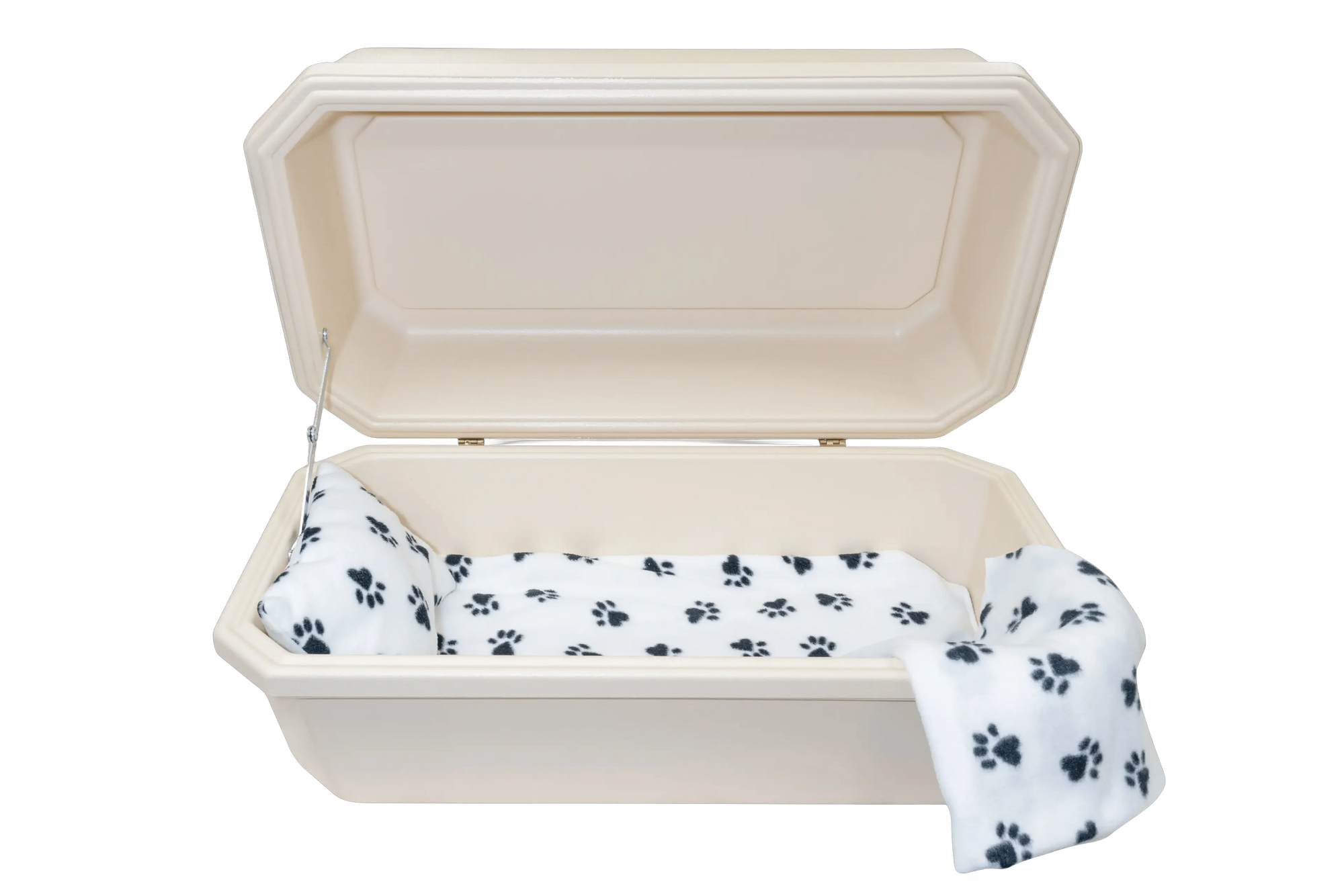 Load image into Gallery viewer, Classic Pet Casket | Almond with Black Paw Print
