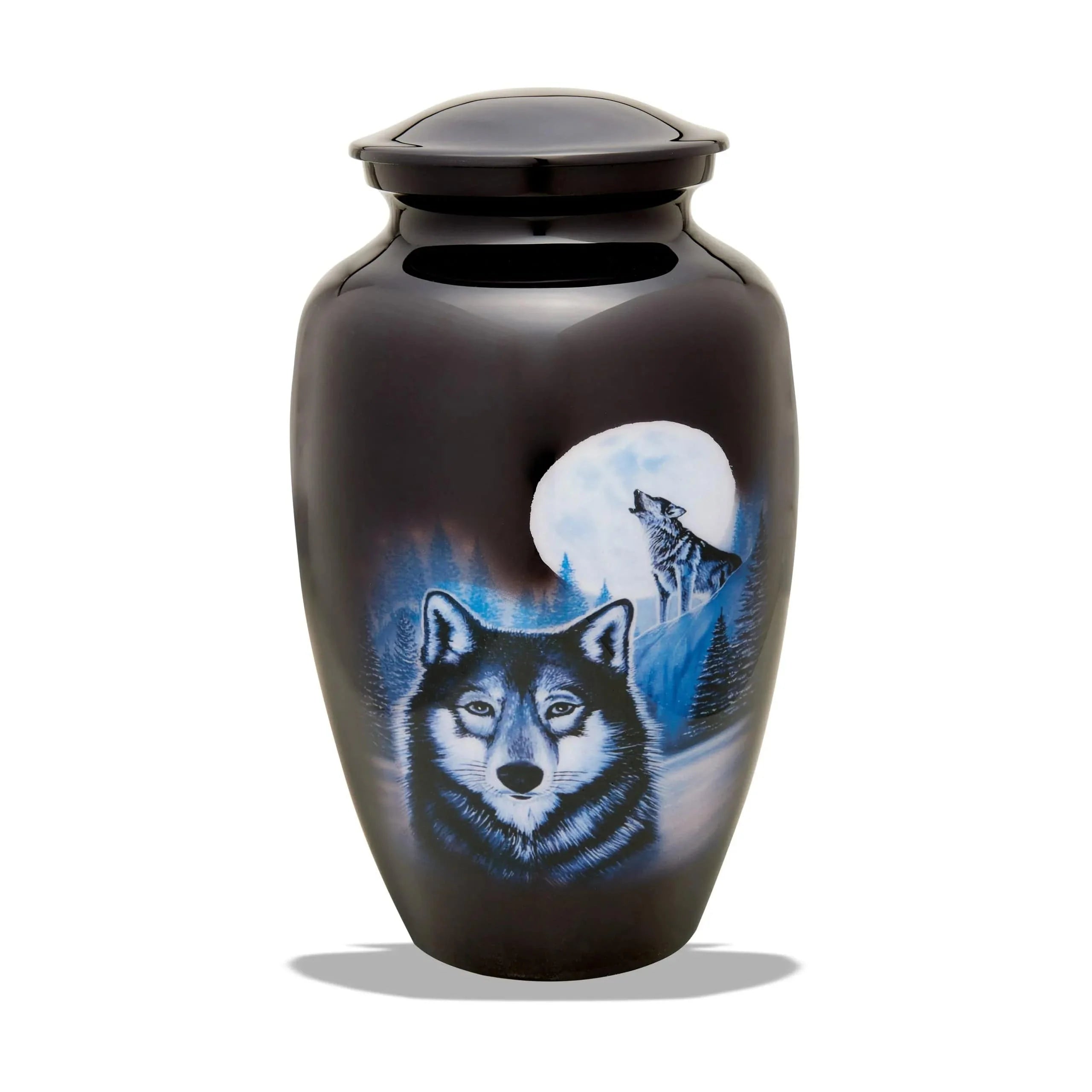 Only $119 - Aluminum Pet Cremation Urn - Full Moon Wolf Artist Pet Urn ...